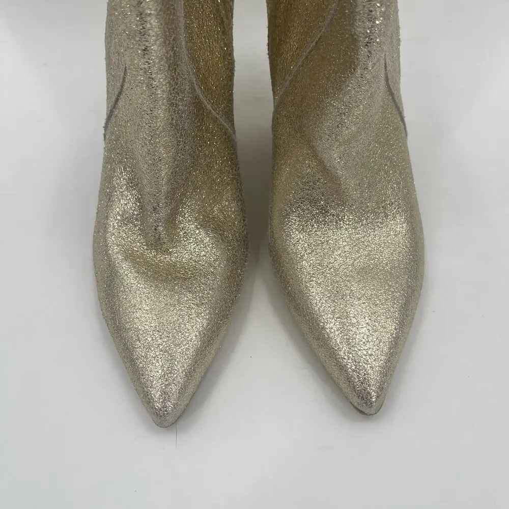 DOLCE VITA Nestly Boots Size 6.5 Gold Metallic Western Cowgirl Cowboy Suede NEW